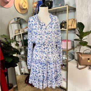 Floral Blue and White Dress